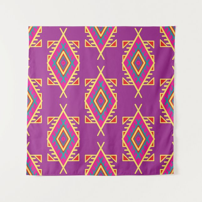Tapiz Patrón sin brillo en estilo boho. Ornamento étnico (Anverso)