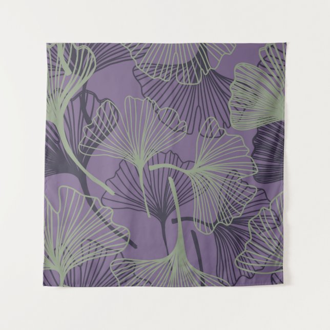 Tapiz Patrón sin fisuras de Gingko biloba. Abstracto de  (Anverso)