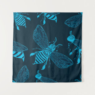 Tapiz Patrón sin foco con abejas dibujadas a mano. Moda