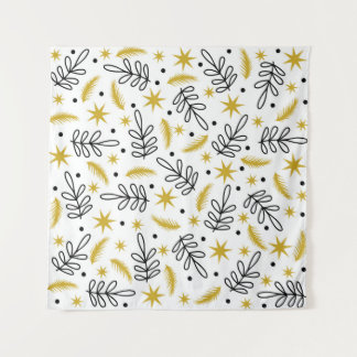 Tapiz Patrón sin foco con copos de nieve y ramas de abet