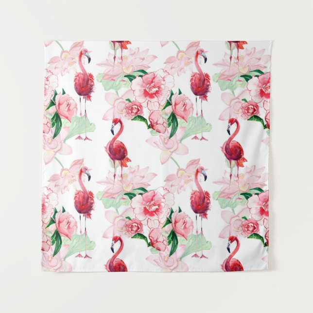 Tapiz Patrón sin foco con flamingo rosa (Anverso)