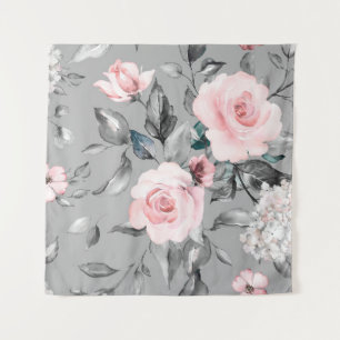 Tapiz Patrón sin foco con flores primaverales y hojas. H