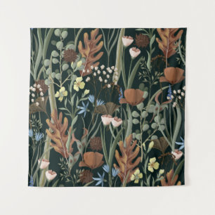 Tapiz Patrón sin foco con flores silvestres y secas. Aut