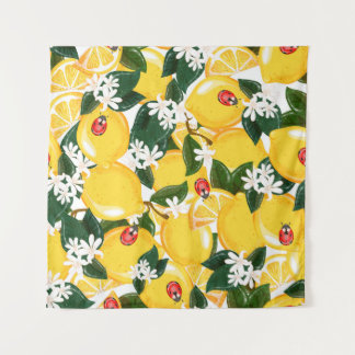Tapiz Patrón sin foco con frutas tropicales de limón de