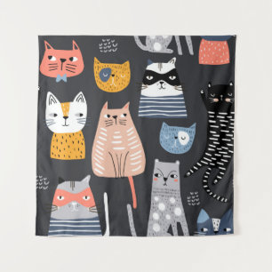 Tapiz Patrón sin foco con gatitos lindos en diferente sa