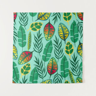 Tapiz Patrón sin foco con hojas tropicales. Arte de Goua