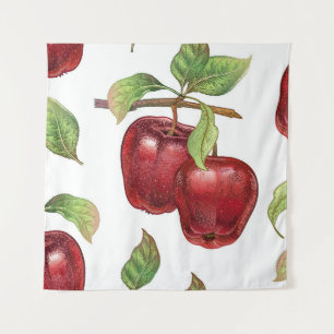 Tapiz Patrón sin foco con manzanas rojas. vintag realist