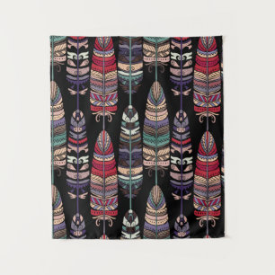 Tapiz Patrón sin foco con plumas de pájaros. Arte tribal