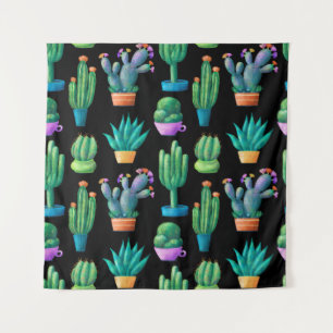 Tapiz Patrón sin foco con un lindo cactus colorido, alto