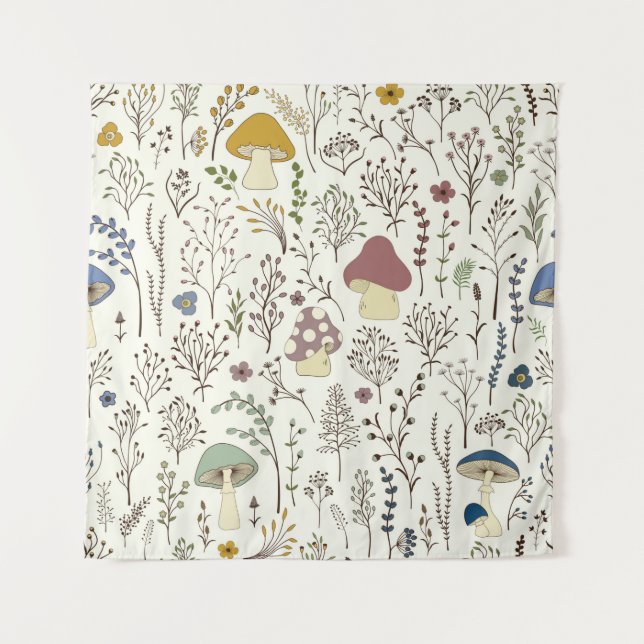 Tapiz Patrón sin foco. Conjunto de coloridas plantas sil (Anverso)