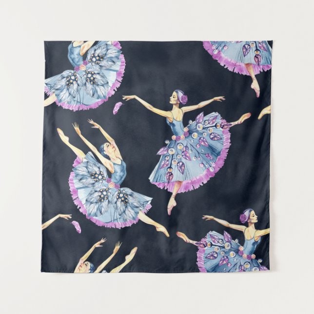 Tapiz Patrón sin foco de bailarinas de ballet, pai acuar (Anverso)