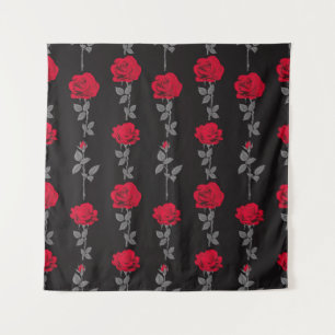 Tapiz Patrón sin foco de flores rojas rojas vintage abst