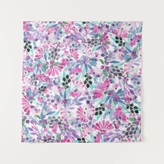 Tapiz Patrón sin foco de flores y bayas púrpura, blu