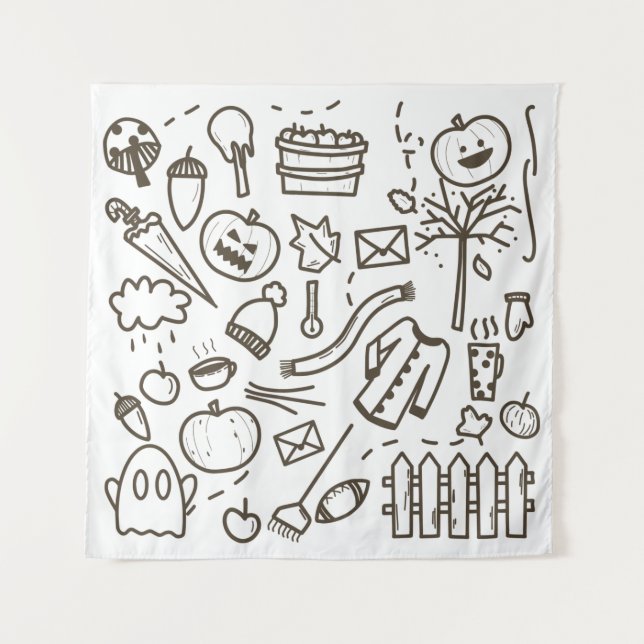 Tapiz Patrón sin foco de garabato de Halloween, Hallowee (Anverso)