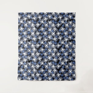 Tapiz Patrón sin foco del pulpo negro, blanco y azul
