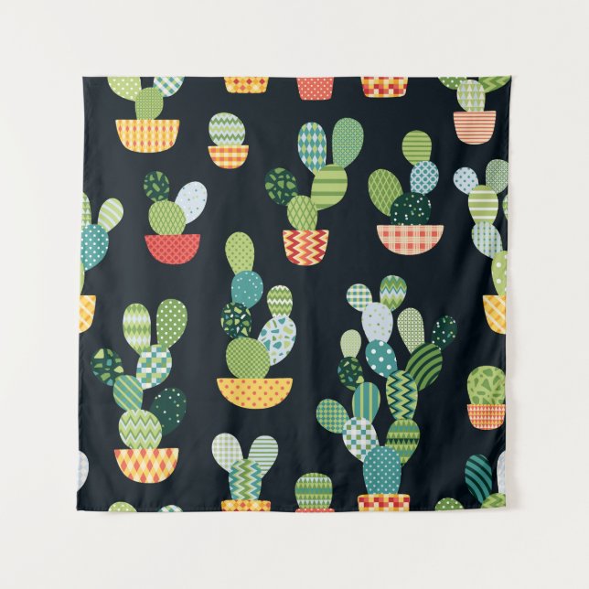 Tapiz Patrón sin problemas de las plantas de cactus (Anverso)