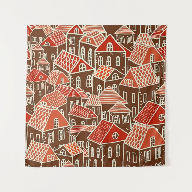 Tapiz Patrón sin problemas de los edificios de la ciudad (Anverso)