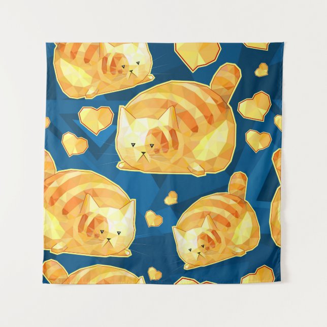 Tapiz Patrón sin soldadura con gatos personalizados poli (Anverso)