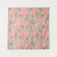 Patrón sin soldadura de tigre dibujado a mano, gat