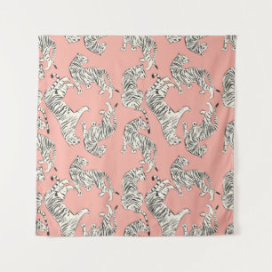 Tapiz Patrón sin soldadura de tigre dibujado a mano, gat