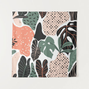 Tapiz Patrón sin soldadura, planta abstracta dibujada a 