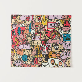 Tapiz Patrón Toss dibujado con mano de caricatura