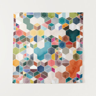 Tapiz Patrón transparente de hexágonos en colores aleato