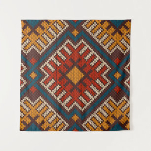 Tapiz Patrón tribal azteca sin soldadura de punto de lan