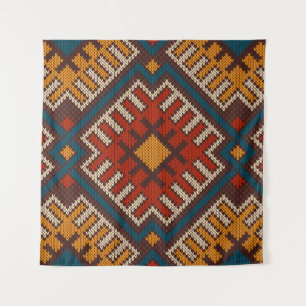 Tapiz Patrón tribal azteca sin soldadura de punto de lan