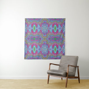 Tapiz Patrón Trippy Multicolor Azul Cielo Ondulado