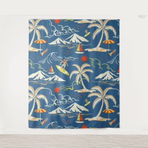 Tapiz Patrón Tropical Retro Surf