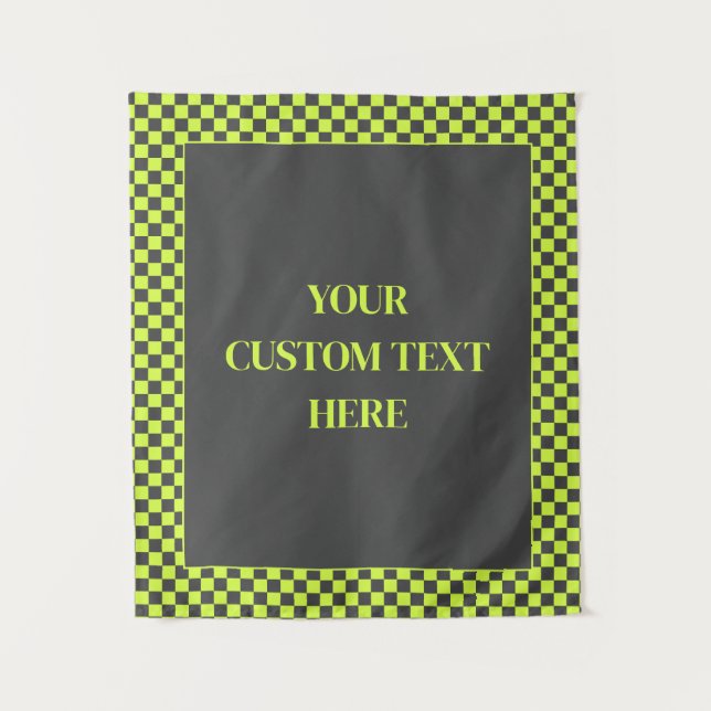 Tapiz Patrón verde vibrante y gris personalizado (Anverso)