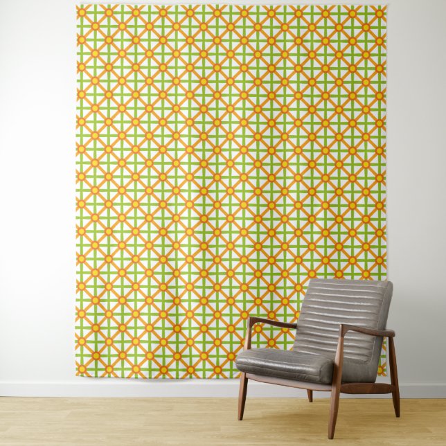 Tapiz Patrón verde y amarillo inspirado en el Naranja re (In situ)