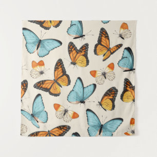 Tapiz patrón vintage con mariposa tropical altamente det