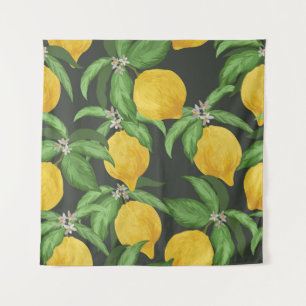 Tapiz Patrón vintage sin fisuras de limón. Bac de frutas