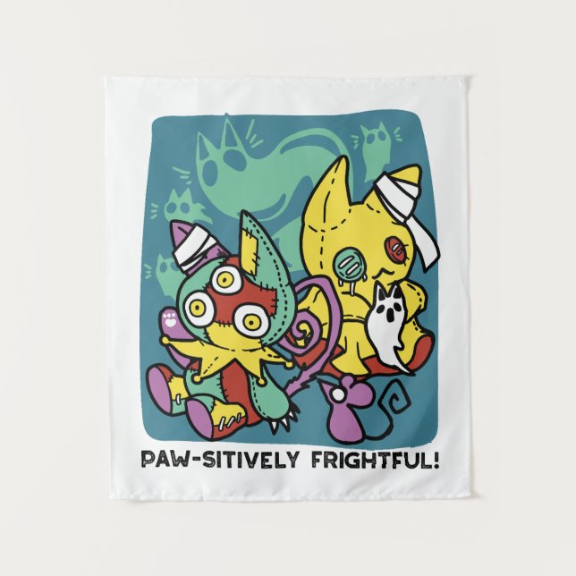 Tapiz Paw-sitively Frightful | Monstrous Cats Halloween  (Anverso)