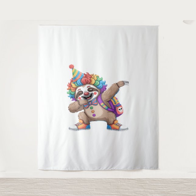 Tapiz Payaso bailarín Dabbing Spooky Halloween esloth Ov (Anverso)