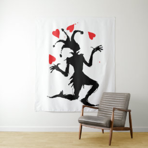 Tapiz Payaso espeluznante jugando con corazones