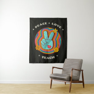 Tapiz Paz Amor Enseña Vintage Retro 70s Hippie