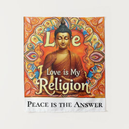 TAPIZ PEACE AND LOVE IS MY RELIGION WALL ART TAPESTRY