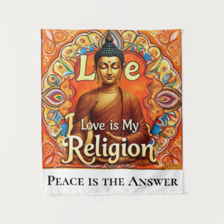 TAPIZ PEACE AND LOVE IS MY RELIGION WALL ART TAPESTRY
