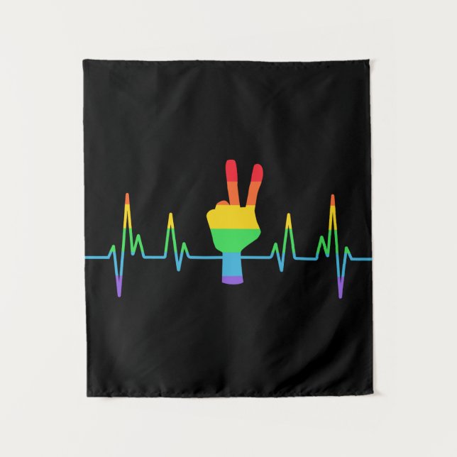 Tapiz Peace Gay Heartbeat LGBT (Anverso)