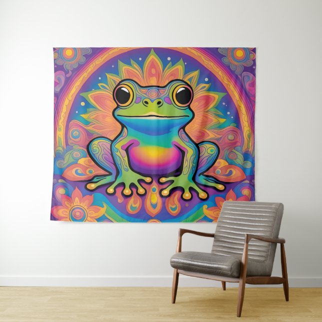 Tapiz Peaceful Froggy Vibes for Your Space (In situ (horizontal))