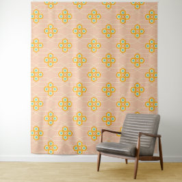 Tapiz Peach background hexagonal floral pattern