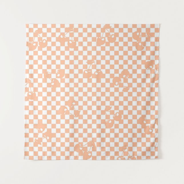 Tapiz Peach Fuzz Cherry Gingham Pattern (Anverso)