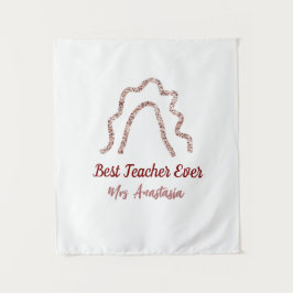 Tapiz Peach marron glitter rainbow teacher appreciation