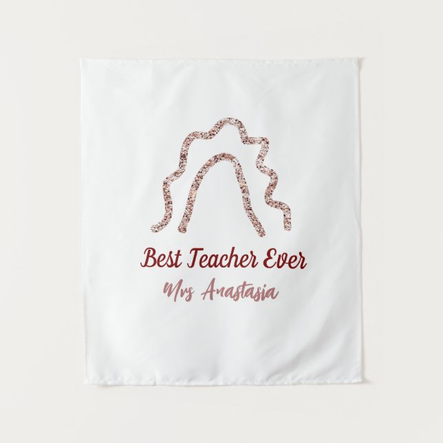 Tapiz Peach marron glitter rainbow teacher appreciation  (Anverso)