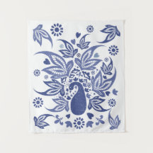 Peacock azul y blanco de estilo bohemio