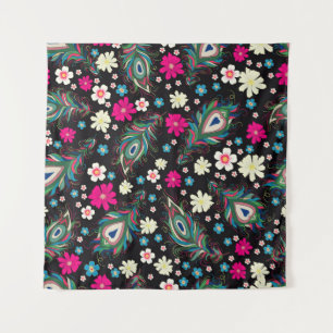 Tapiz Peacock Feathers Embroidery Patrón de Seamless