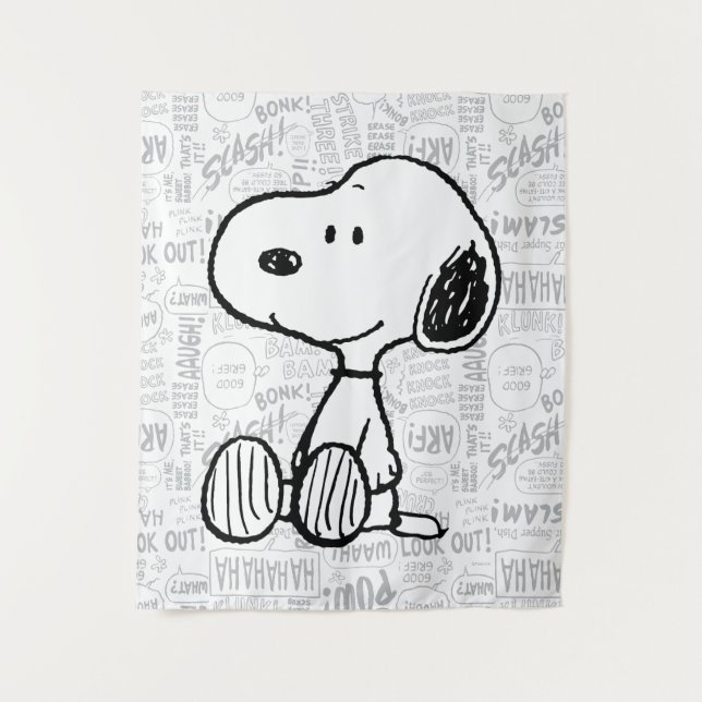 Tapiz PEANUTS | Snoopy on Black White Comics (Anverso)